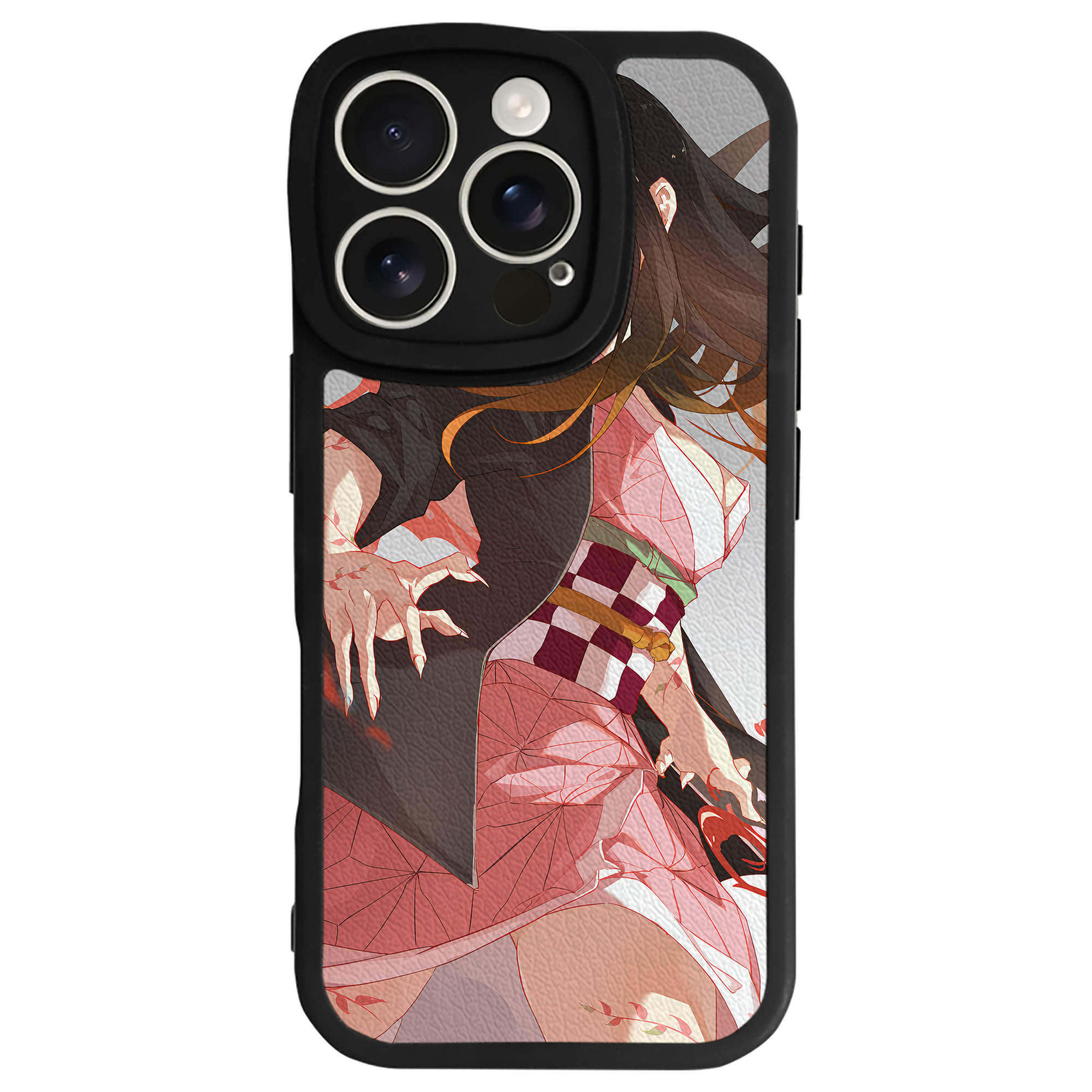 （画像用） 鬼滅の刃（きめつのやいば）竈門 禰󠄀豆子／かまど ねずこ Kamado Nezuko 【iPhone 16シリーズ対応】シリコンスマホケース（レザー調） 材質：シリコン
